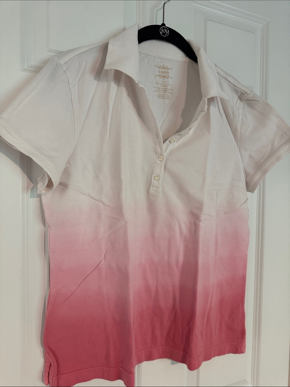 Izod White Polo T-Shirt with Subtle Pink Tint